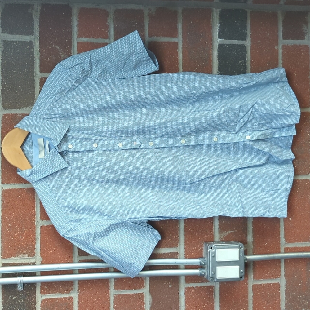 Diesel Patterned Baby Blue Button Up Dress T-shirt Great Condition XL Slim Fit